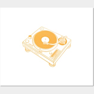 Turntable (Yellow Orange Lines) Analog / Music Posters and Art